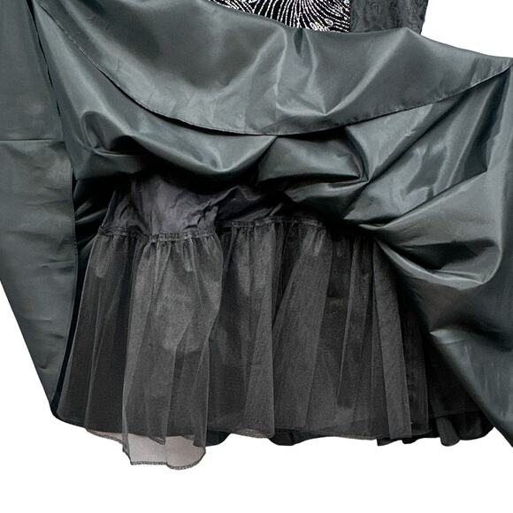 VTG 90s Black Mini Party Dress Women 13 Prom Puff Sleeve Witch Goth Grunge Punk - Picture 4 of 16